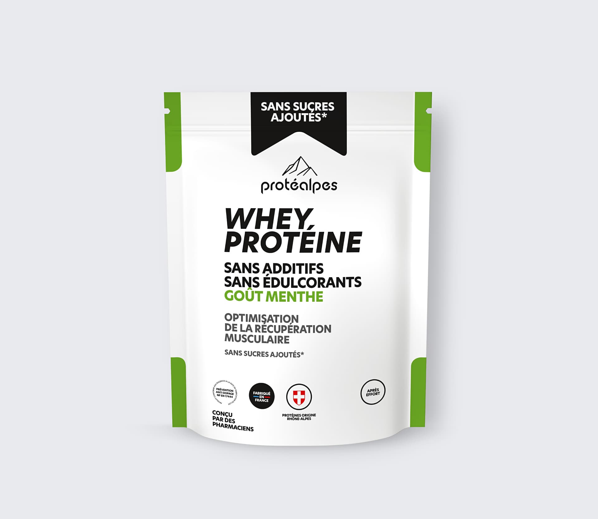 Whey protéine goût menthe – Sans sucres ajoutés