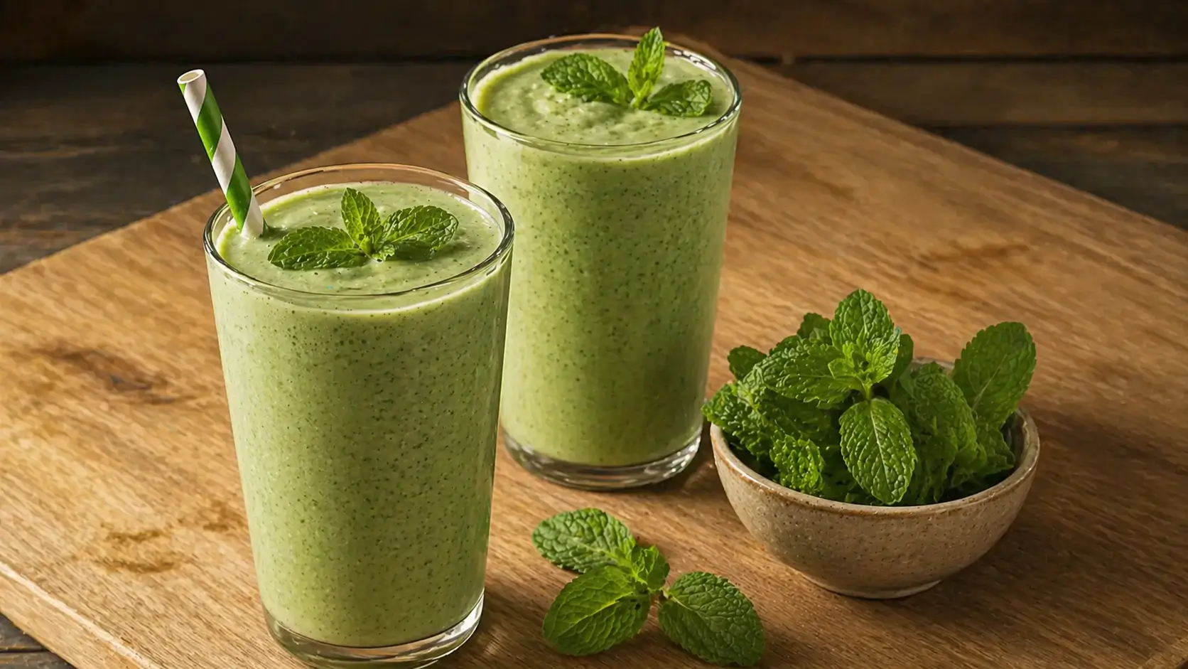 Smoothie protéiné et rafraichissant : menthe chocolat et banane